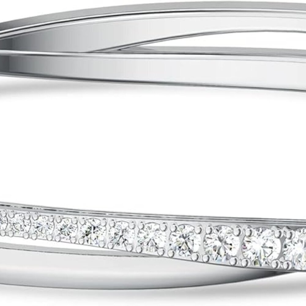 Crystal Bangle Bracelet Rhodium Rose Gold Twist Clear Cubic Zirconia